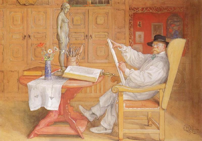 Carl Larsson self-portrait in the Studio oil painting image